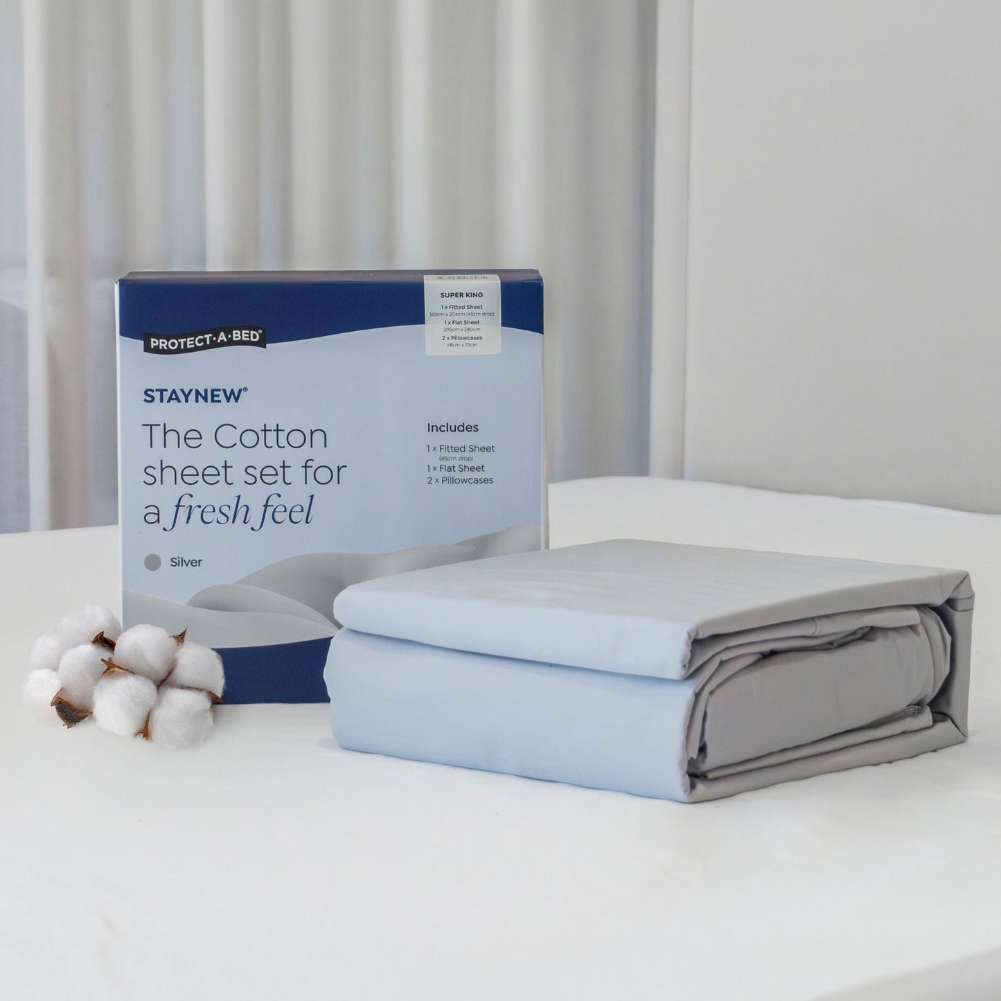 Protect-A-Bed Staynew® Cotton Sheet Set King Single